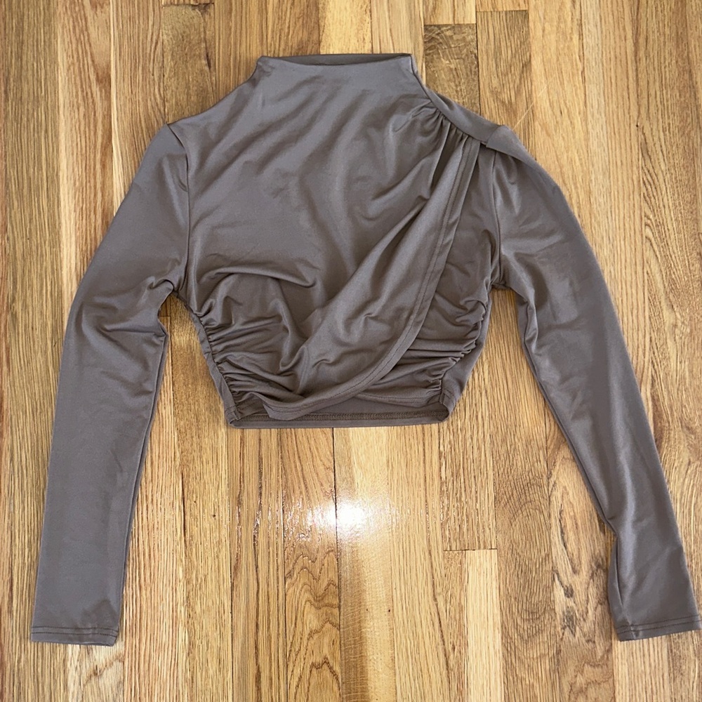 Tan Cropped Longsleeve Top